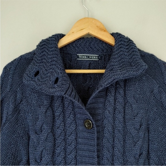 Long Aran cardigan — blue — size S - Picture 14 of 15